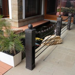 Exterior handrails - modern forged railings with lights