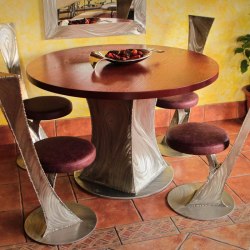 Modern stainless steel tables and chairs