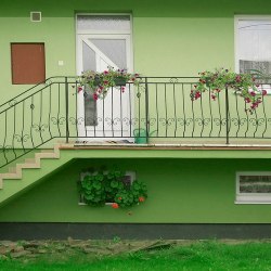 A wrought iron railing - house entrance