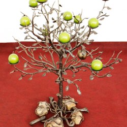 A candleholder - a tree with a snake and apple - Forged candleholders and lamps