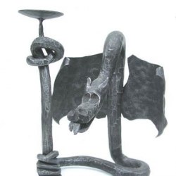 A wrought iron candleholder - Dragon - Forged candleholders and lamps