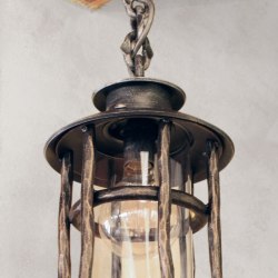 A wrought iron hanging light Granny
