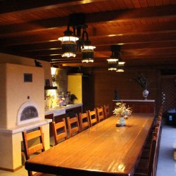 Wrought iron ceiling lights in a summer house