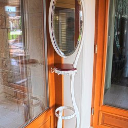 A wrought iron mirror