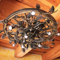 Luxusný ručne kovaný luster sosna - interiérové svietidlo