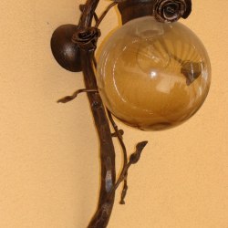 Záhradné kované lampy - rustikálne ručne kované svietidlo so sklom - bočná lampa romantická