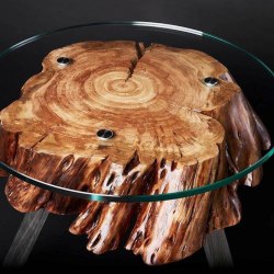 Exkluzívny stolík z dubového kmeňa - originálne kusy nábytku
