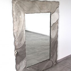 Luxusné zrkadlo z brúseného nerezu - dizajnové ručne vyrábané zrkadlo