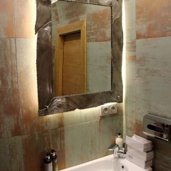 A luxurious bathroom mirror with illumination