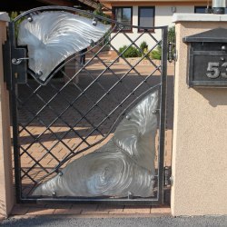 A modern wrought iron gate